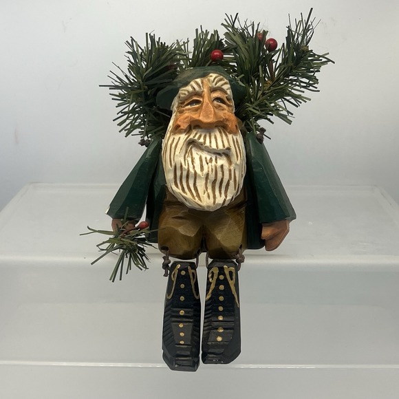 David Frykman Other - David Frykman‎ Portfolio Santa Shelf Sitter; Carved Wood, Christmas, Mantle